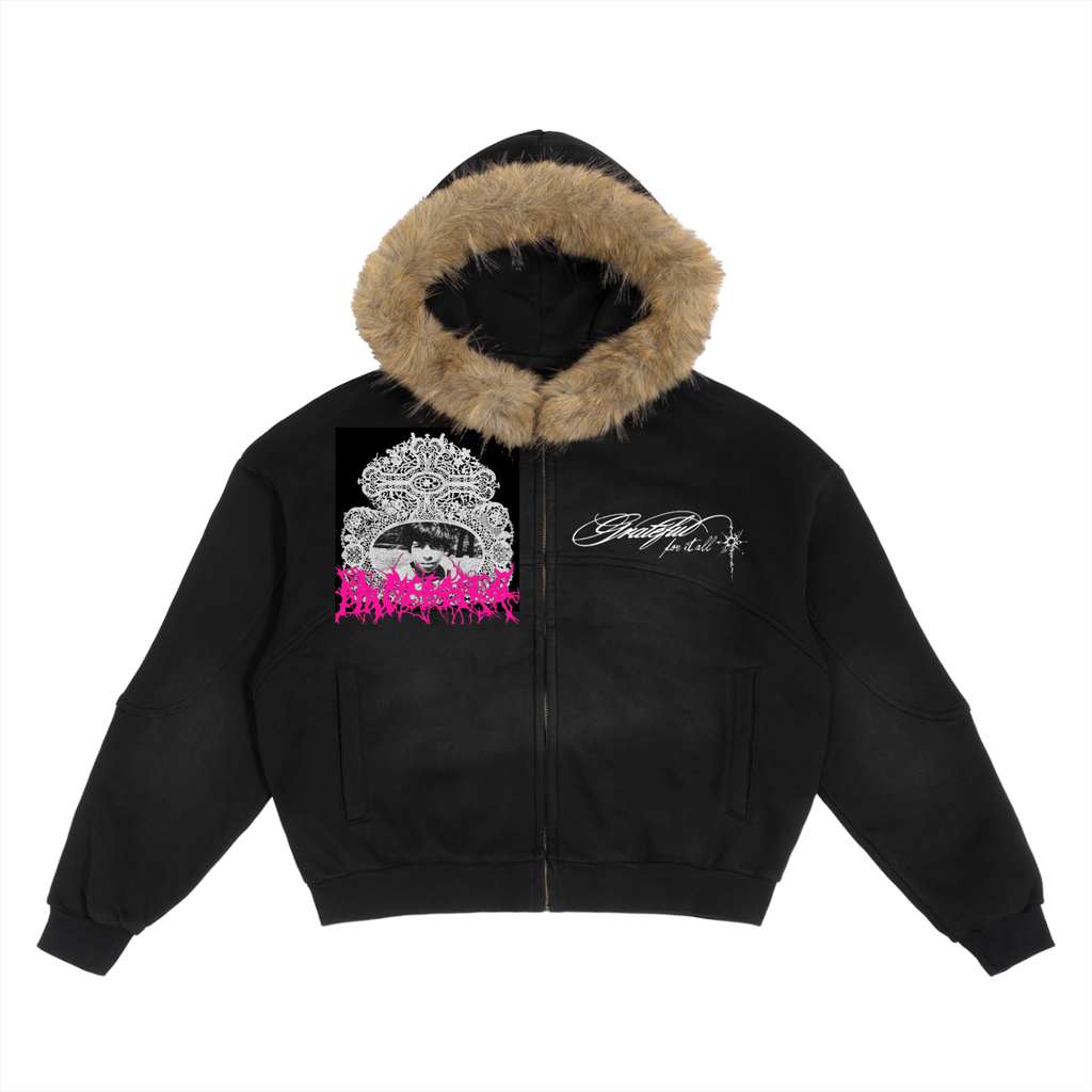 Fur-Hood Zip Jacket