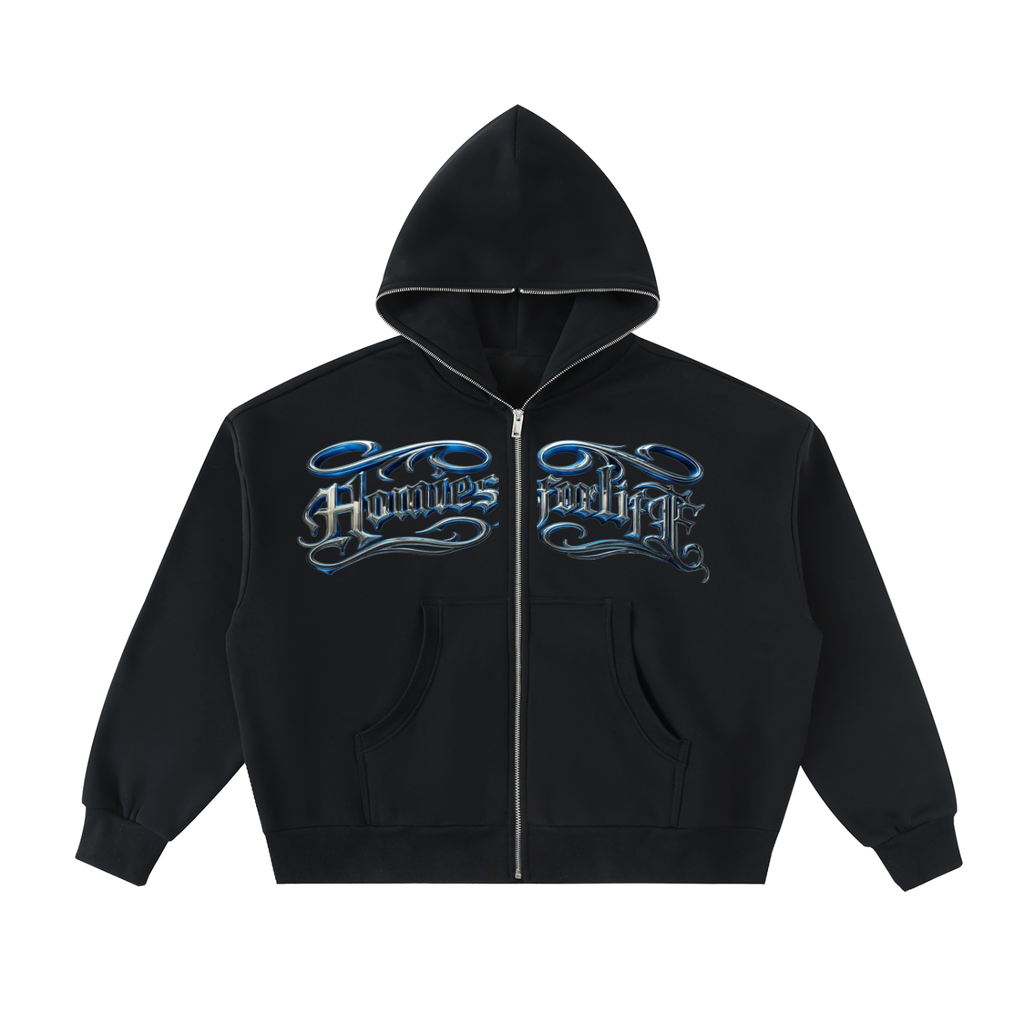 Chrome Script Zip Hoodie