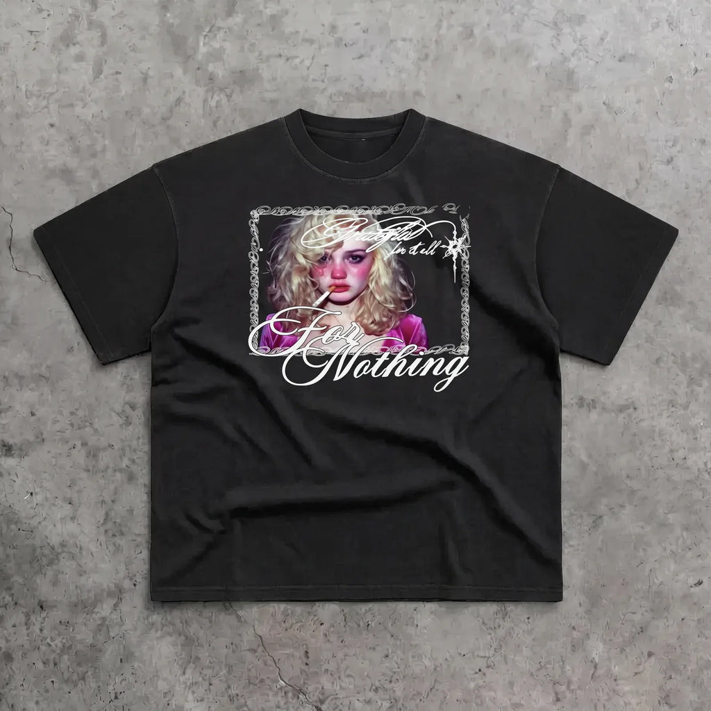 GRATEFUL FOR NOTHING — Washed Black Tee